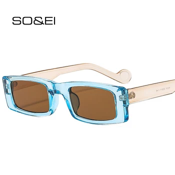 SO & EI Ins-Популярните модни малки правоъгълни дамски слънчеви очила ретро-сини точки цвят шампанско, квадратни мъжки слънчеви очила с UV400