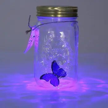 Магическа банка с летяща пеперуда Led лампа Имитация на стъклен буркан-мейсън Анимирани бутилка за събиране на насекоми с пеперуда, подарък новост
