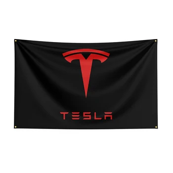 Флаг Teslas размер 3x5, банер за състезателен автомобил с принтом от полиестер за декор