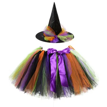 Женски костюм за ролеви игри в стила на вещици, костюм за cosplay на тема Хелоуин, пола-поличка от тюл пола-балет, танци, поли, шапки на вещици за възрастни