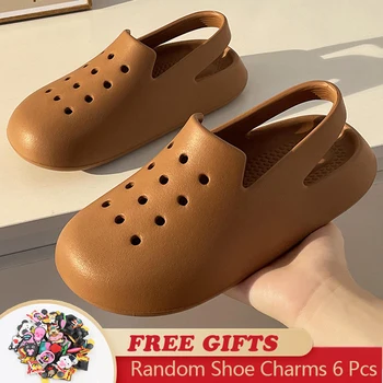 Мини сабо, летни плажни маркови сандали със затворени пръсти, модни лекота, дизайнерски мъжки обувки за момичета и жени, обувки за хляб, обувки от крокодилска кожа