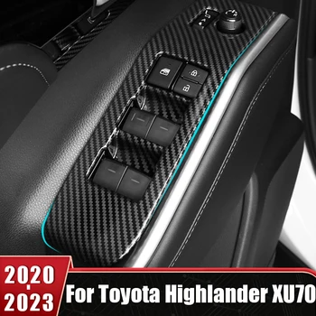 ABS Капак на Превключвателя Стеклоподъемника Прозореца на Колата, Накладки За Toyota Highlander XU70 2020 2021 2022 2023, Рамка За Украса на Подлакътник, Етикети