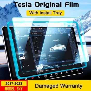 Защитно фолио от матирано закалено стъкло 9H за Tesla Model 3 Y 2022 2023 2021, филм за навигация с централно управление, аксесоар за модификация на автомобила