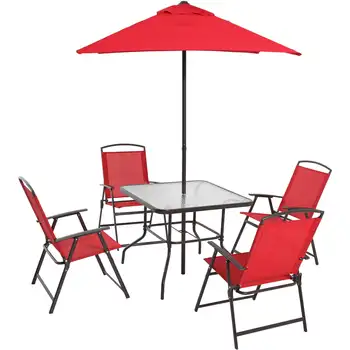 Трапезария апартамент за двор от 6 теми, червен парагвай и сгъваема маса, сгъваем стол, безплатна доставка