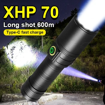2023NEW Высокомощные led Светлини XHP70 За Самозащита Къмпинг Lanterna EDC Type-C Бързо Зареждане на Ултра Мощен Фенер С Далечен Увеличение