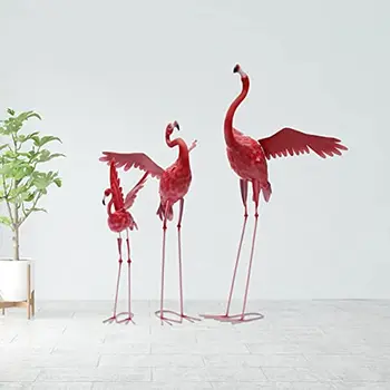 Градински Скулптури и Статуи Червена Чапла Декор Открит Голям Птичи Двор Изкуство Изправени Метални Декорации за Дома Двор, Веранда Задния Двор