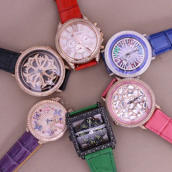 Разпродажба!!! Отстъпка Дамски часовници Davena Crystal стария модел дамски часовници от Япония, модерен гривна от кожа, подарък за момиче, без кутия
