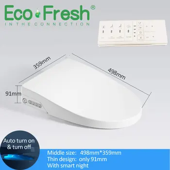 EcoFresh V. O. Ushape Умно седалка за тоалетна, Електрически калъф за биде, умен лека нощ, интелигентен спрей за биде, термочистящий Масаж