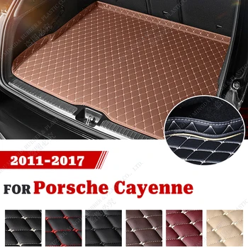 Подложка в багажника на колата за Porsche Cayenne 2011 2012 2013 2014 2015 2016 2017, висок страничната багажника, водоустойчив задната транспортна капачка, килими хастар