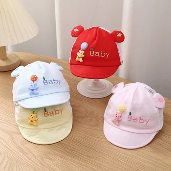 Детска бейзболна шапка с бродирани букви, сладки мультяшные слънчеви шапки, лятна плажна солнцезащитная шапка за деца, новородени, на открито