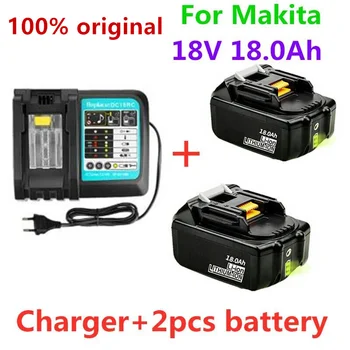 18V18Ah Акумулаторна Батерия 18000 ма Литиево-Йонна Батерия Сменяеми батерии за MAKITA BL1880 BL1860 BL1830батарея + Зарядно устройство 3A