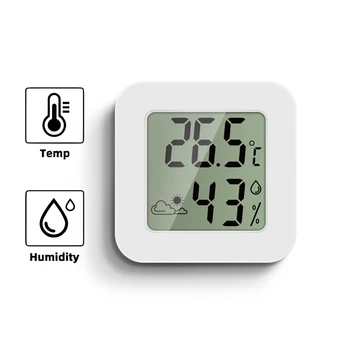 Мини-термометър-влагомер за стая, LCD-дисплей, цифрово измерване на температура и влажност, датчик метеорологични станции, измервателен инструмент