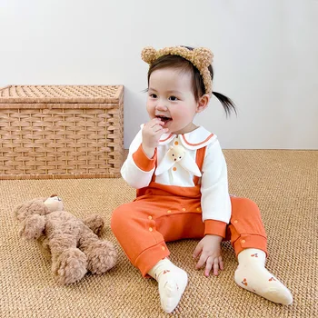 Cekcya Корейски дрехи за новородено, детски вязаный гащеризон, детски вязаный гащеризон с дълъг ръкав, гащеризон за деца, дрехи за бебета