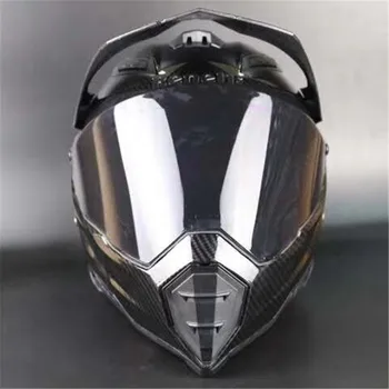 Материал от въглеродни влакна, ABS, мъжки каски за атв Мтб Dh, пътят състезателни каски, мотоциклет шлем с пълна лицевым козирка, обектив за каска