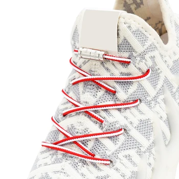 Еластичен ремък за маратонки Кръгли шнурове, без завязок капсули метален заключване Мързеливи връзките за обувки, бързо се поставят и свалят