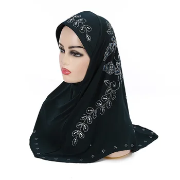 Мюсюлмански шал с декорация във формата на кристали, hijabs, шапка за жени, памук дълъг шал за момичета, джърси, hijabs, hijabs за жени