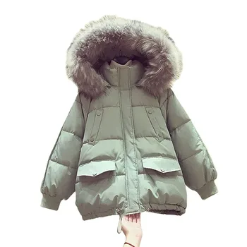 2023 Нова naka стеганая яке Паркър, дамско зимно палто в корейски стил, кратко утолщенное свободно ежедневното топло студентско палто с качулка