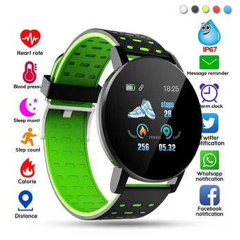 119plus смарт часовник с цветен екран-Bluetooth часовници за мъже и жени фитнес-ръчни часовници сърдечната Честота кръвно налягане Спортен водоустойчив гривна