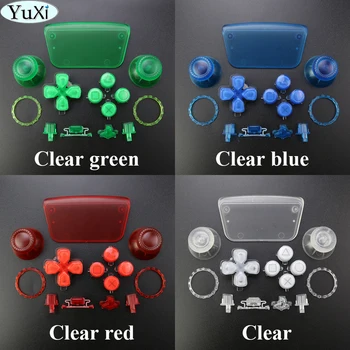 Подмяна на YuXi Прозрачен пълен набор от бутони на тъчпада декоративна украса бутон на корпуса с пръстен за джойстик за PS5