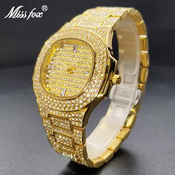 Златни мъжки часовници, луксозни класически квадратни кварцови часовници за мъже, календар, водоустойчив ръчни часовници, подарък в стил хип-хоп за мъже, директна доставка