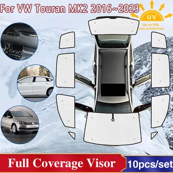 За Volkswagen VW Touran MK2 5T 2016 ~ 2023 Пълно Предното Стъкло Обемни Слънчеви Очила Странични Прозорци Козирка Shaby автоаксесоари 2021 2022