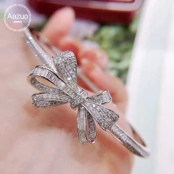 Aazuo Днешно бяло злато 18 Карата, истински диаманти 1,30 карата, луксозна гривна пеперуда за жени, престижно модни сватба парти, годеж