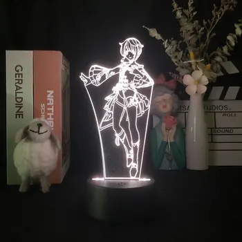 3D Лампа нощна светлина Светлинна игра Genshin Impact Atmosphere тенис на детски декоративен подарък за рожден ден, което променя цвета си, подарък за геймър