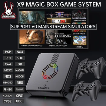 Кутия за ретро игри X9, Над 10 000 игри, 60 Симулатори, Семейна игрова конзола, Безжичен контролер с пускането на 4K HD Система с отворен код