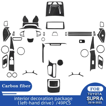 Pegatinas negras de fibra de carbono para coche, accesorios decorativos para Interior de Toyota Supra A90 2019 2020 2021 2022