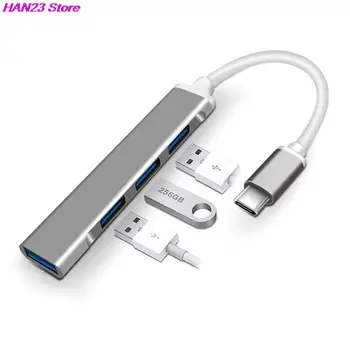 USB-Хъб С 4 Порта USB 3.0 Хъб Високоскоростен Тип C Сплитер Адаптер USB-Удължител OTG За Xiaomi За Macbook Pro 13 15 Air Pro Компютър
