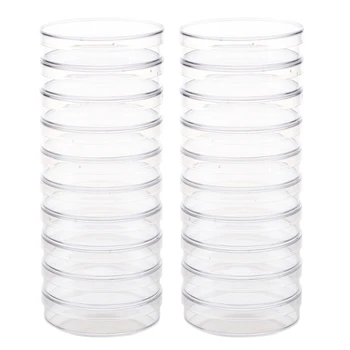20 броя стерилни чаши Петри с капаци за лабораторни плочи бактериални мая 55 мм x 15 мм