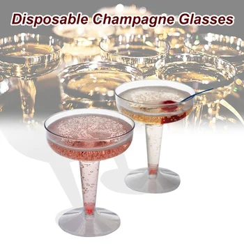 Нови пластмасови чаши за шампанско за еднократна употреба - 20pcs Прозрачни пластмасови чаши за шампанско за партита Прозрачна пластмасова чаша