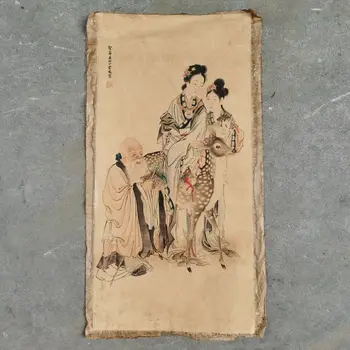 Китайски древен свитък, Динг Yunpeng - фигура, раскрашивающий парче оризова хартия