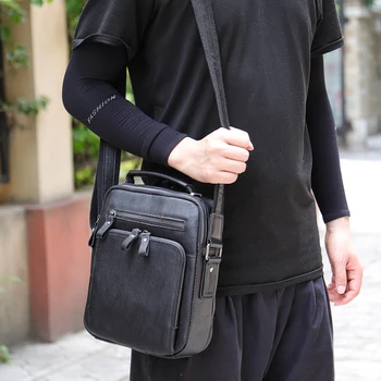 Нова кожена мъжка чанта-портфейл, ретро кожени мъжки чанти-незабавни посланици за мъже, чанта през рамото си джоб, чанта за работа 6014
