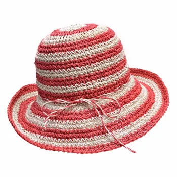 Книжен мода широка периферия сламени шапки два тона в ивицата женски възли, стил на Слънцето дробильный кофа шапка клош слънцето A415