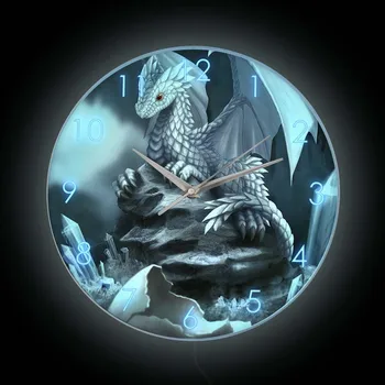 Детски стенен часовник с леден дракон, светещи в тъмното за спални, master подземия, фантазийный начало декор, инкубационное яйце на дракон, led нощни часове