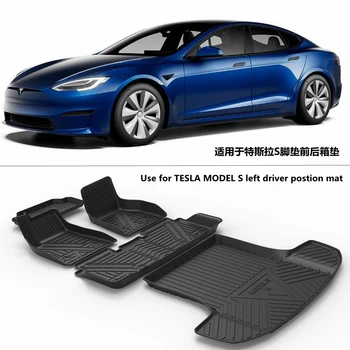 Използвайте за Tesla Model S обичай авто етаж подложка за краката, AllWeather TPE с пълен комплект гарнитури, подходящ за водоустойчиви подови подложка Tesla Model S