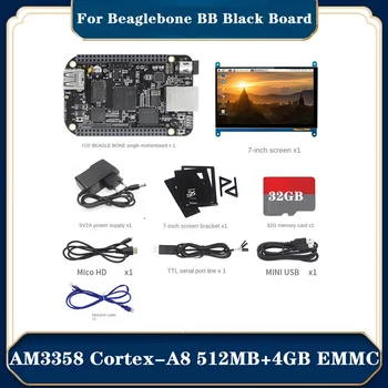 За Beaglebone BB Black AM3358 512 MB + 4G Такса развитие EMMC AI + 7-Инчов екран + Скоба за екран + 32G SD карта + Штепсельная вилица ЕС