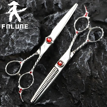Професионални фризьорски ножици от вольфрамовой стомана FnLune, фризьорски аксесоари за прически, филировочные ножици, фризьорски инструменти, ножици