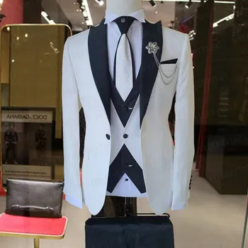 Модерен Нов мъжки бутик за почивка, бизнес костюм, оборудвана сватбен костюм, комплект от 3 теми, блейзери, яке, панталони, жилетка, панталон, жилетка
