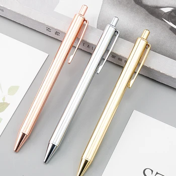 Метална нажимная химикалка химикалка Лесна дръжката е от розово злато, реклама в хотела, персонализиран подарък, офис, дръжки за ученици, търговия на Едро