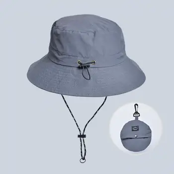 Солнцезащитная шапка премиум-клас, сгъваема рибарска шапка за защита от слънце на открито, ветрозащитная шапка за къмпинг, унисекс цвят, широка шапка с фиксиран извит каишка
