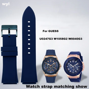 Каишка за часовник GUESS watch U0247G3 W1058G2 W0040G3 син черен висококачествен каишка за часовник от силиконов каучук 22 мм