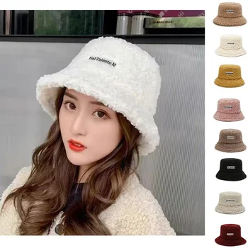 Шапки за жени, есенно-зимни широкополые шапки, ежедневни мека топла рибарска шапка от вълна от овце, панама в корейски стил, плоски дамски шапки