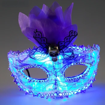 Маска на ужасите за Хелоуин, електрически сричка, парти, светлинен оптични влакна, Коледна светещ маска за очи