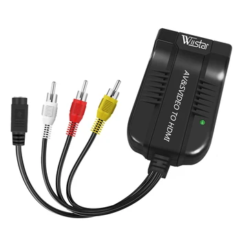 Wiistar Male 3RCA/CVBS, S-video converter е Аудио-видео HDMI AV2HDMI Адаптер 1080P с Увеличаване на Мащабиране за Монитора на Камерата