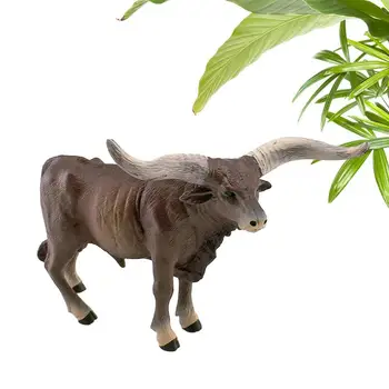 Статуя на бик, имитация на едър рогат добитък, настолна са подбрани статуя, декоративна статуя едър рогат добитък за перваза на прозореца, лавица за книги, малка странична масичка, преносим