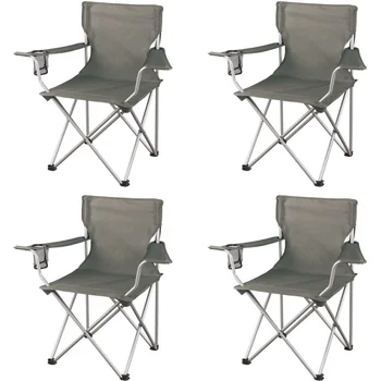 Сгъваем плажен стол, туристически столове, с мрежесто подстаканником, пакет от 4, 32,10x19,10x32,10 инча